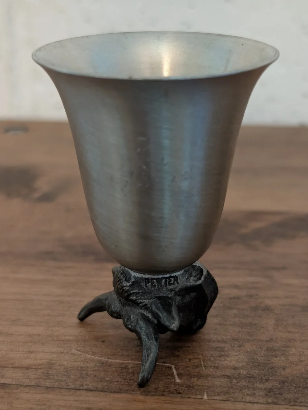 1970's Towle Pewter Bull Cow Longhorn Shot Glass Cup 2 3/4 Inches Tall‎